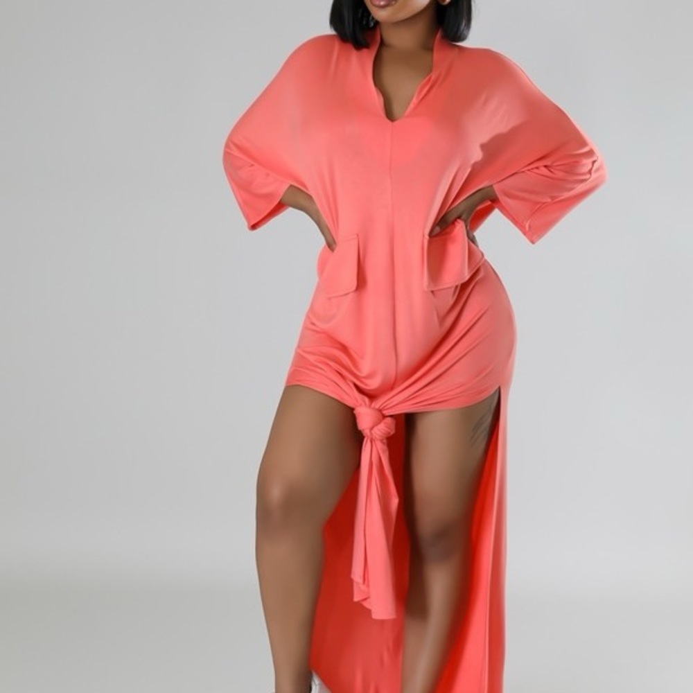 Chic Girl Coral Dress - Picture 2 of 4